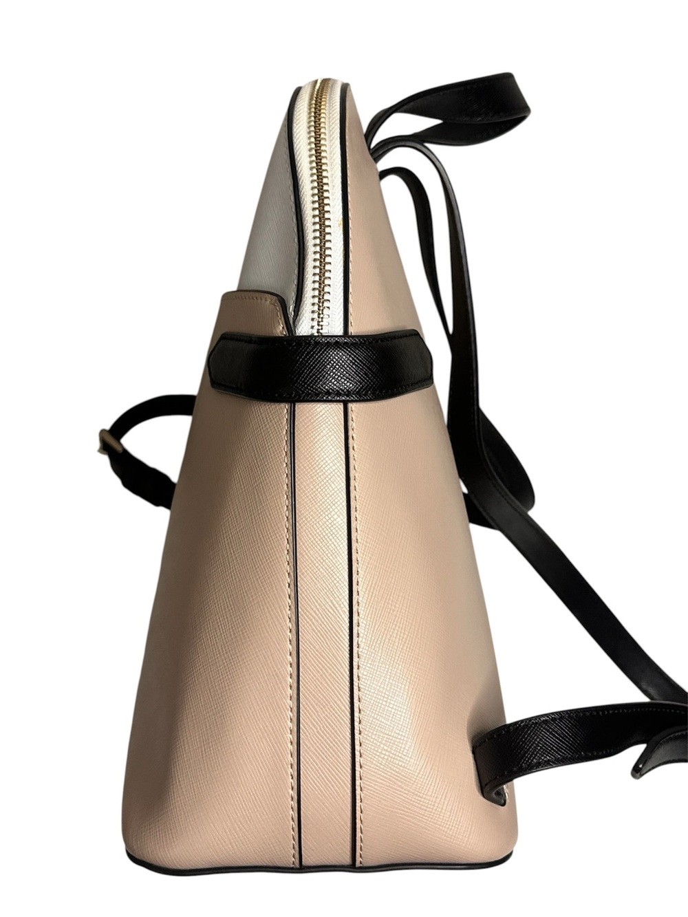 Kate Spade NY Staci Dome Leather Medium Backpack colorblock warm beige black - Picture 6 of 8